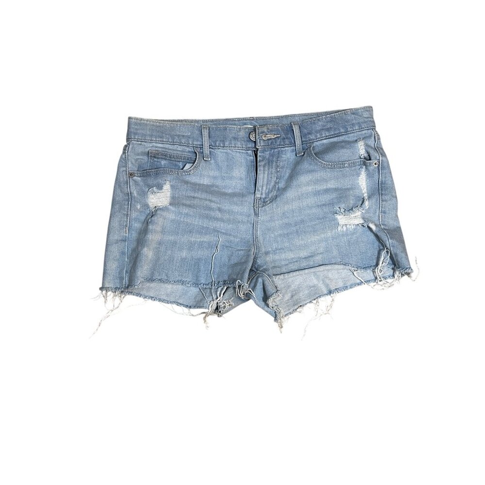 Old Navy Womens Boyfriend Denim Shorts Size 6 Light Blue Distressed 1677